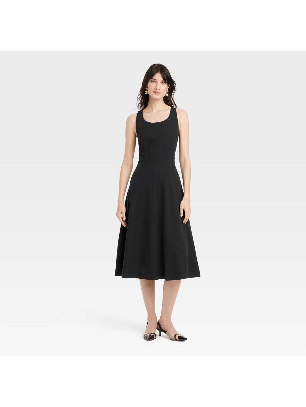 A New Day NWT Women's Corset Midi A-Line Dress Black Size 12
